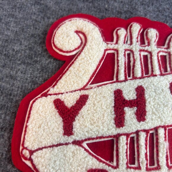 Vtg Marching Band Letterman Jacket Badge Varsity School Lyre Red White YHS 1930s - Picture 7 of 9